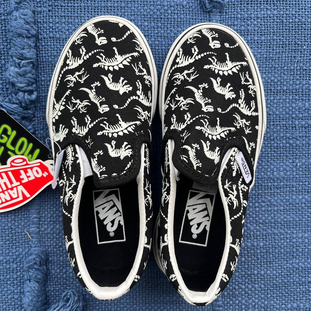 VANS dino fossil slip on sneakers glow in the dark